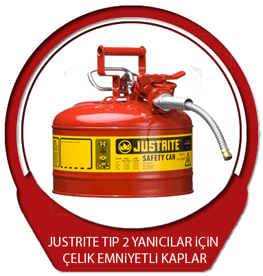 Justrite Tip 2 Yanıcılar İçin Çelik Emniyetli Kaplar